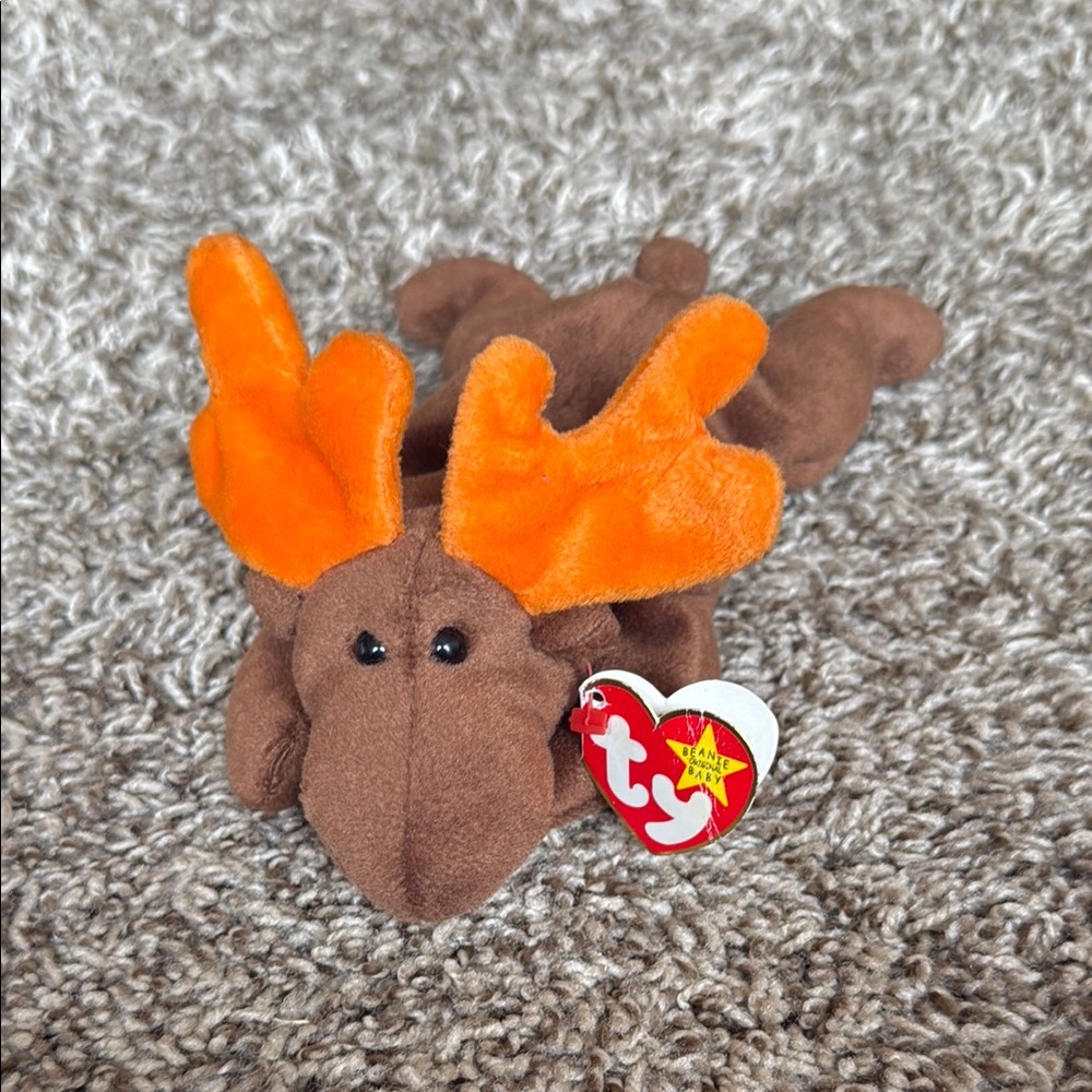 Ty Brown and Orange Plush Moose Toy

TY Beanie Baby Chocolate the Moose